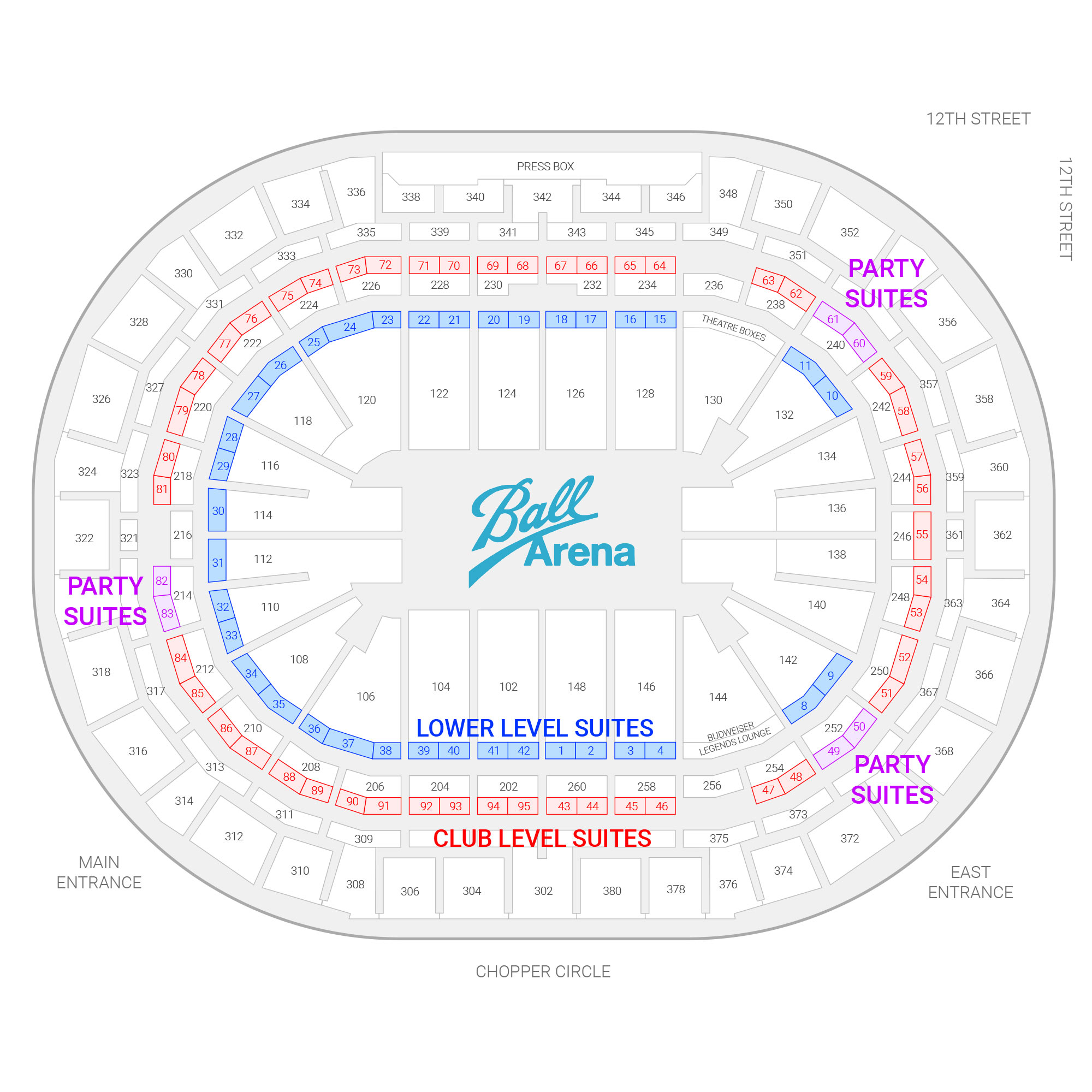 Ball Arena Suite Map and Seating Chart